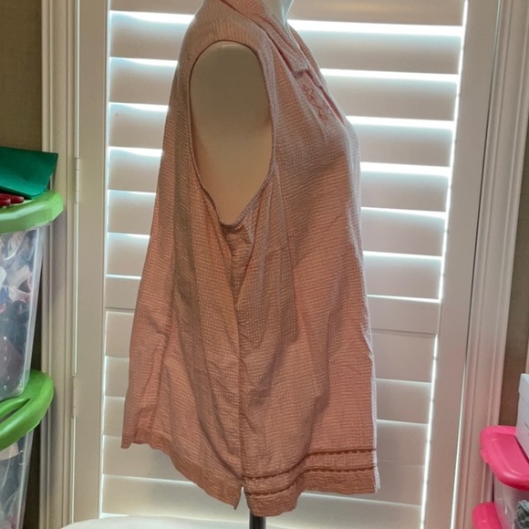 Erika Light Pink Sleeveless Button Down Shirt - Picture 4 of 10